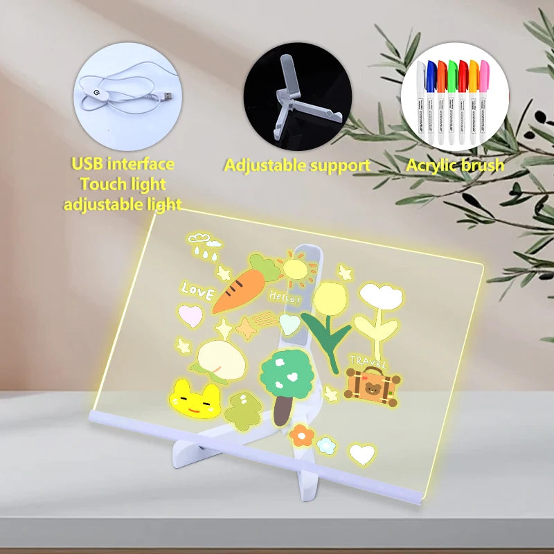 3D LED Light Glass Acrylic Writing pad