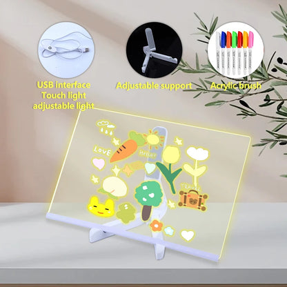 3D LED Light Glass Acrylic Writing pad